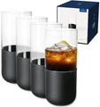 Produktbild: Villeroy & Boch - Manufacture Rock Longdrinkbecher Set 4 Teilig 300 Ml, Mattschwarzer Boden Handbemalt, Gläser, Glas, Cocktailgläser, Longdrinkgläser Set, Caipirinha Glas, Mojito Gläser, Kristallglas