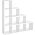 Produktbild: VASAGLE Bücherregal mit 10 Würfeln Raumteiler Treppenregal Standregal weiß - Weiß