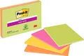 Produktbild: Post-it Super Sticky Meeting Notes, Packung mit 4 Blöcken, 45 Blatt pro Block, 203 mm x 152 mm, Farben: Grün, Pink, Gelb, Orange - Extra-stark klebende Notizzettel für To-Do-Listen und Erinnerungen