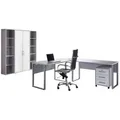 Produktbild: Mid.you Büro Office Edition - Büro Set 3, Grau, Weiß, Holzwerkstoff, 4,8 Fächer, 3 Schubladen, Made in Germany, erweiterbar, in verschiedenen Holz-Dekoren erhältlich, Schreibtisch seitenverkehrt montierbar, abschließbar, Arbeitszimmer, Büromöbelsets & -serien, Büromöbel-Sets