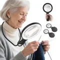 Produktbild: Halslupe mit Licht für Naharbeiten, 138 mm 5-fache Handlupe mit Beleuchtung z...
