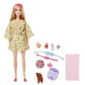 Produktbild: Barbie-Puppe, Kinderspielzeug, Blonde Puppe mit Hündchen, Sets, Wellnesstag, Bademantel mit Zitronen-Aufdruck, Stirnband und Augenmaske, Selbstfürsorge-Serie, HKT90