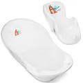 Produktbild: Baby Badewanne mit Baby badewannensitz 2 Set - TÜV Rheinland zertifiziert! - Babybadewanne Neugeborene ab 0 bis 24 Monate mit Stöpsel + Baby badewannensitz mit Anti Rutsch Beschichtung!