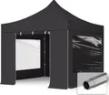 Produktbild: TOOLPORT 3x3m Stahl Faltpavillon, inkl. 4 Seitenteile, schwarz