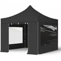 Produktbild: 3x3 M Faltpavillon, Premium Stahl 40mm, Seitenteile Mit Panoramafenstern, Schwarz