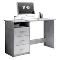 Produktbild: Stella Trading ADRIA Schreibtisch mit Schubladen in Beton Optik, Weiß - Praktischer Bürotisch Computertisch mit großer Arbeitsfläche - 120 x 76 x 50 cm (B/H/T)