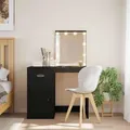 Produktbild: Schminktisch mit LED-Leuchten Schwarz 90x42x132,5 cm - Vidaxl