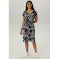 Produktbild: Sommerkleid ANISTON SELECTED, Damen, Gr. 40, N-Gr, blau (marine, weiß), Jersey, Obermaterial: 95% Viskose, 5% Elasthan, bedruckt, geblümt, figurumspielend knieumspielend, Rundhals, Kleider Sommerkleid, mit zwei Eingriffstaschen