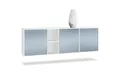 Produktbild: Vladon Sideboard Cuba (Kommode, mit 3 Türen und 2 offene Fächer), Weiß matt/Denim matt (182 x 53 x 35 cm)