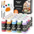 Produktbild: Shuttle Art Acrylfarben-Set, 25 Vintage-Farben, Acrylfarben, 60 ml Flaschen, reich pigmentiert, Premium-Acrylfarben für Künstler, Anfänger und Kinder auf Felsen, Basteln, Leinwand, Holz, Keramik