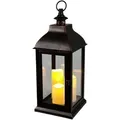 Produktbild: Xxl Laterne Vintage Windlicht schwarz mit 3 LED-Kerzen Flackereffekt - Laterne Kerzenhalter 60cm Dekolaterne groß mit Glasscheiben und Timer für den
