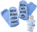 Produktbild: Top-Geschenk24.de Geschenk für Frauen, WENN DU DAS LESEN KANNST BRING MIR KAFFEE SOCKEN, Muttertags-Geschenk, witziges Geburtstagsgeschenk für Freundin, Schwester (Blau-Kaffee)