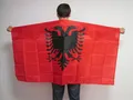 Produktbild: UMHANGFLAGGE ALBANIEN 150x90cm - ALBANISCHE CAPE FAHNE 90 x 150 cm - flaggen AZ