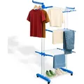 Produktbild: Grafner Wäscheständer Turm mit Rädern, klappbar und platzsparend, 4 Etagen, 6 faltbare Flügel, rollbar und standfest, mobiler Turm Wäschestän...