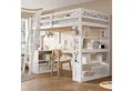 Produktbild: Odikalo Kinderbett Hochbett Holzbett 90x200 mit Tischplatte (Hochbett, Kinderbett, Praktisches Ablageregal, Sicherheitsgeländer, Filztuch zum Aufhängen von Gegenständen, Stabile Schrägleiter, Kiefer + Spanplatte + Sperrholz, Weiß, 90x200cm)