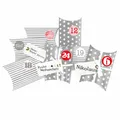 Produktbild: DIY Adventskalender Christkind zum Befüllen, grau Sterne und Streifen, Ziffern r