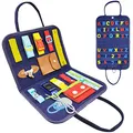 Produktbild: Goujfol Activity Board Montessori Spielzeug, Busy Board für Kinder, Schuhe Binden Lernen Kleinkinder Motorikbrett, Lernen Grundleben und Feinmotorik Baby (Blau)