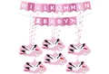 Produktbild: BRUBAKER Girlande Willkommen Baby Wimpelkette für Mädchen mit Storch Anhängern, Willkommensdeko Set für Zuhause, Babyparty und Babyzimmer Dekoration