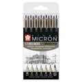 Produktbild: Sakura Pigma Micron Set 6 Fineliner + 1 Pigma Brush  Vielfältige Zeichentools
