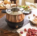 Produktbild: Fondue Set 8x Gabeln Topf spülmaschinenfest Temperatur verstellbar Kupfer Design