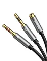 Produktbild: UGREEN Y Splitter Kabel Grau Audio Y Adapter Klinke 3,5mm Buchse auf Klinkenstecker (Headset & Mikrofon) Audio Y Splitter Kabel CTIA Standard für Kopfhörer, Computer usw. Nylon Ummantelung, 20cm