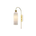 Produktbild: Wandleuchte Glas Metall Gold Weiß Schlafzimmer H:53,5 cm E14 Wandlampe blendarm
