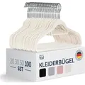 Produktbild: Blumtal 100 Stück Kleiderbügel Platzsparend mit Samtbezug - rutschfeste Premium Bügel inkl. Krawattenhalter, 360° drehbar, Elfenbein - Beige