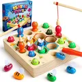 Produktbild: COOLJOY Spielzeug ab 2 Jahre, Magnetische Angelspiel Motorikspielzeug, Spiele ab 2 3 Jahre, Montessori Spielzeug ab 2 3 Jahre, Holzspielzeug, Kinder Adventskalender, Geschenke für Mädchen Junge