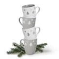 Produktbild: Tassen 4er Set Xmas in grau und weiß – Klassische Keramik Kaffeebecher als Weihnachtstassen in 10 cm – Süße Klassische Kaffeetassen für Weihnachten spülmaschinenfest und mikrowellengeeignet