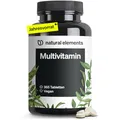 Produktbild: natural elements Multivitamin – 365 vegane Tabletten – Jahresvorrat – wertvolle Vitamine A-Z, mit Vitamin K1 und K2 – ohne unnötige Zusätze – in Deutschland produziert & laborgeprüft