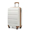 Produktbild: KONO Handgepäck Koffer & Trolley Klein Hartschalenkoffer aus ABS Reisekoffer mit 4 Rollen und TSA Schloss, 55x38x20cm, 35Liter, Cremeweiß