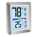 Produktbild: Technoline Wetterstation, Raumklimastation mit moderne Front, farbige Anzeige, Touchsensor für Beleuchtung, Silber, 73 x 89 x 27 mm