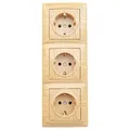 Produktbild: Gunsan Visage Steckdose KOMBI 3er 3-fach Steckdosen mit Rahmen SET Schutzkontakt Steckdose Unterputz Holz-Optik Achornholz Achorn
