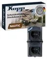 Produktbild: Kopp NAUTIC 2-fach Schutzkontakt-Steckdose mit Klappdeckel in Anthrazit - Sichere Aufputz-Steckdose mit erhöhtem Berührungsschutz - Senkrechter IP44 Feuchtraumsteckdosen-Aufputz 16A / 250V~