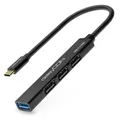 Produktbild: USB HUB 4Port Verteiler 4x USB-A 1x USB3.0 & 3x USB2.0 mit USB-C Stecker Schwarz