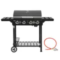 Produktbild: Royal Gourmet 4 Brenner Gas Grillwagen, 12 kW BBQ-Gasgrill mit Seitenablagen und Flascheregal, Campinggrill für Outdoor Garten Party Schwarz