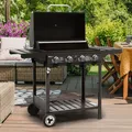 Produktbild: Royal Gourmet 4 Brenner Gas Grillwagen, 12 kW BBQ-Gasgrill mit Seitenablagen