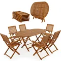 Produktbild: CASARIA® Gartenmöbel  7-TLG Set Holz Tisch klappbar Sitzgarnitur Holz Garten