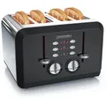 Produktbild: Arendo - Automatik Toaster 4 Scheiben in Edelstahl - bis zu vier Sandwich und Toast-Scheiben - Bräunungsgrad 1-6 - Aufwärm- und Auftaufunktion