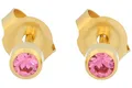 Produktbild: Erstohrstecker Chirurgenstahl vergoldet 4mm Sterile Ohrstecker Zarge mit Stein in pink