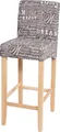 Produktbild: Barhocker MCW-C33, Barstuhl Tresenhocker, Holz MVG- Schriftzug, grau, helle Beine, Stoff/Textil