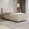 Produktbild: Boxspringbett 120x200, mit Bettkasten, Beige, Matratze und Topper, Einzelbett, REVE, Panda Möbel - Beige