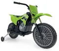 Produktbild: Elektro Motorrad Kinder 3-6 Jahre Kawasaki 12V Offiziell Lizenziert + Fußpedal + Automatische Bremse + Stützräder + Motocross Design | INJUSA
