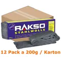 Produktbild: Stahlwolle Rakso Sortenreine Stahlwollebänder 00 fein Karton Karton mit 12 Pack a 200g je Pack, aus 1 a-Gütestahl 0107 06