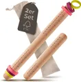 Produktbild: Holz Teigroller Set mit Abstandshalter Ausroll Stab Fondant Nudelholz Teig Rolle