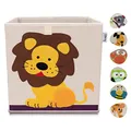 Produktbild: LIFENEY Aufbewahrungsbox Kinder mit Löwe Motiv I Spielzeugbox mit Tiermotiv passend für Würfelregale I Ordnungsbox für das Kinderzimmer I Aufbewahrungskorb Kinder