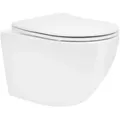Produktbild: LuxeBath Wand-WC spülrandlos 49 cm kurz Weiß – Tiefspüler, Softclose-Deckel, Tornadospülung
