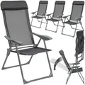 Produktbild: tectake® 4er Set Gartenstuhl Hochlehner, Gartenstühle, Essstühle Aluminium, Klappstuhl 5-Fach verstellbar mit Armlehnen, Sessel mit Liegefunktion, Gartenmöbel, Möbel für Terrasse, Camping - anthrazit