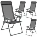 Produktbild: 4 Aluminium Gartenstühle klappbar mit Kopfteil Gartensessel anthrazit B-Ware
