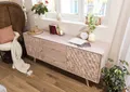 Produktbild: MASSIVMOEBEL24 Sideboard Akazie 180x42x75 weiß lackiert MOSAYK #200
